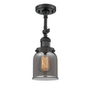 Bell Semi-Flush Mount shown in the Matte Black finish with a Plated Smoke shade