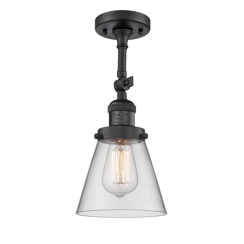 Cone Semi-Flush Mount shown in the Matte Black finish with a Clear shade