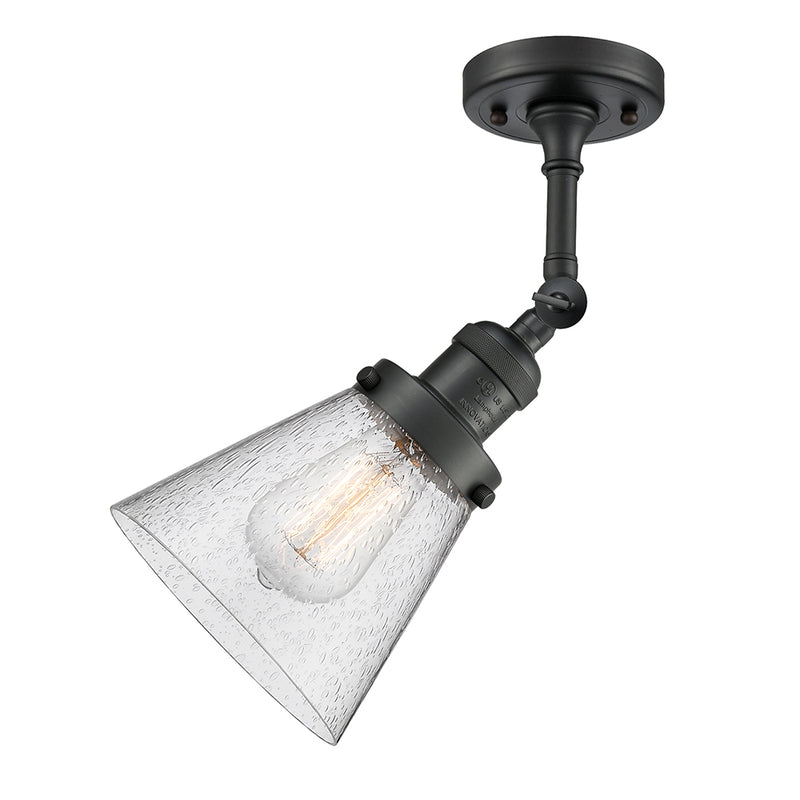 Innovations Lighting Small Cone 1 Light Semi-Flush Mount Part Of The Franklin Restoration Collection 201F-BK-G64