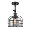 Bell Cage Semi-Flush Mount shown in the Matte Black finish with a Plated Smoke shade