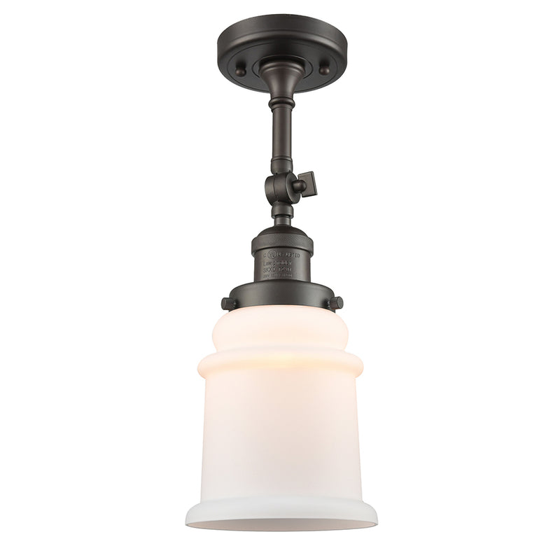 Canton Semi-Flush Mount shown in the Oil Rubbed Bronze finish with a Matte White shade