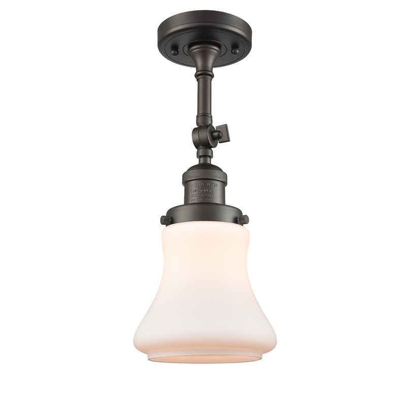 Bellmont Semi-Flush Mount shown in the Oil Rubbed Bronze finish with a Matte White shade