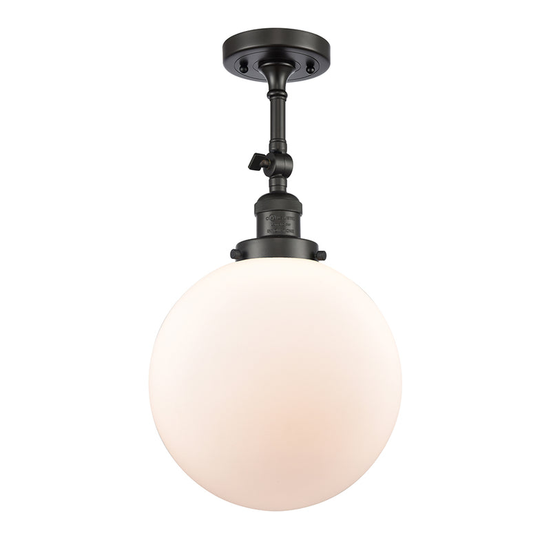 Beacon Semi-Flush Mount shown in the Oil Rubbed Bronze finish with a Matte White shade