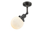 Beacon Semi-Flush Mount shown in the Oil Rubbed Bronze finish with a Matte White shade