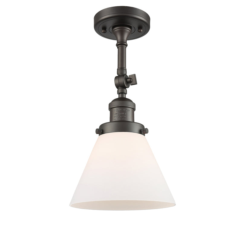 Cone Semi-Flush Mount shown in the Oil Rubbed Bronze finish with a Matte White shade