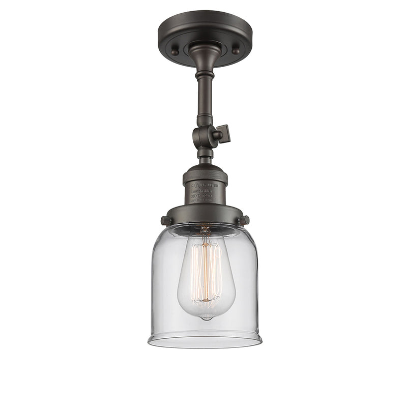 Bell Semi-Flush Mount shown in the Oil Rubbed Bronze finish with a Clear shade