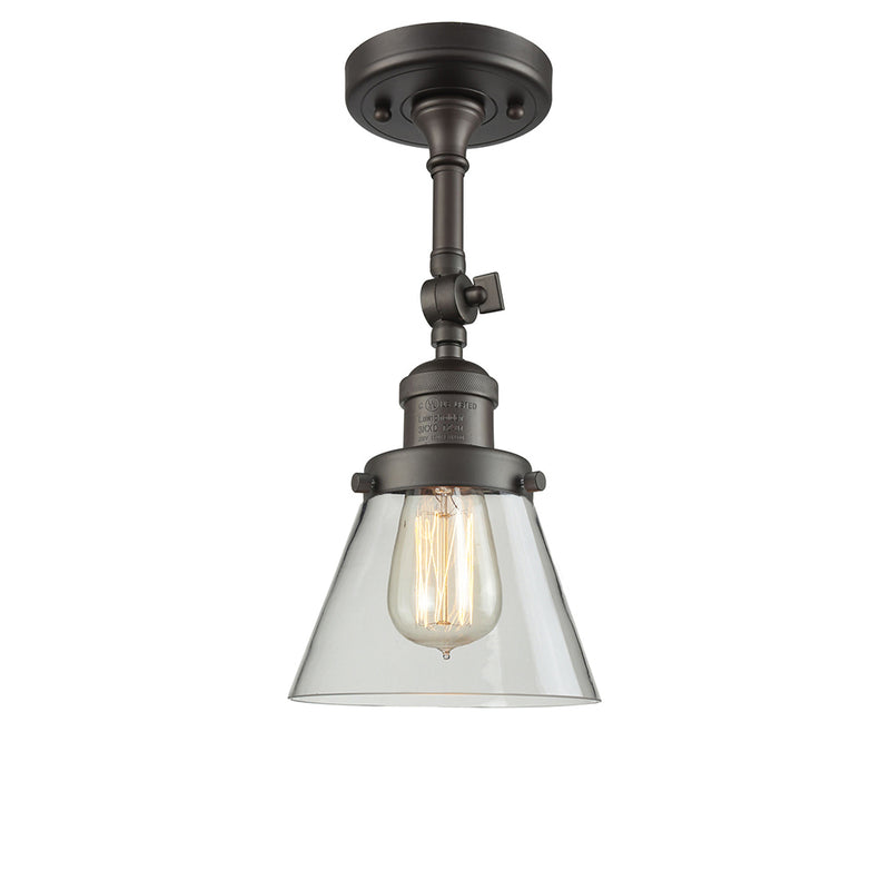 Cone Semi-Flush Mount shown in the Oil Rubbed Bronze finish with a Clear shade