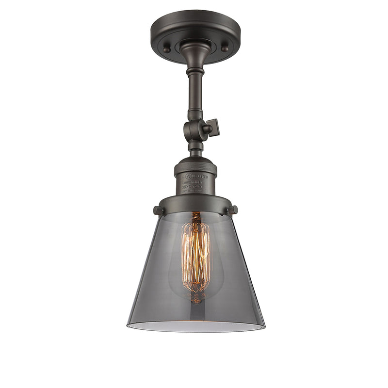 Cone Semi-Flush Mount shown in the Oil Rubbed Bronze finish with a Plated Smoke shade