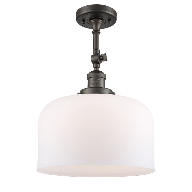 Bell Semi-Flush Mount shown in the Oil Rubbed Bronze finish with a Matte White shade