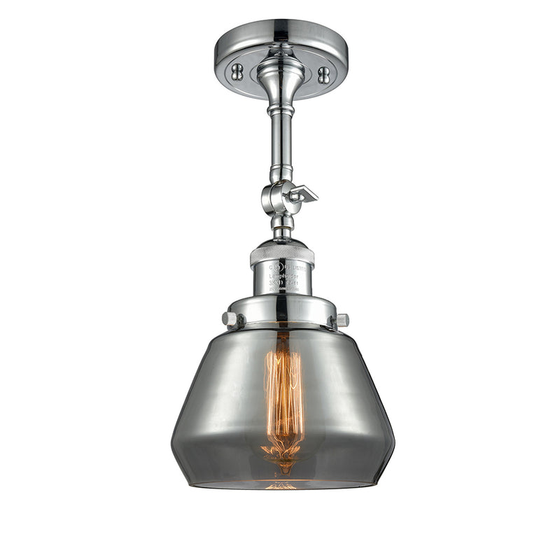 Fulton Semi-Flush Mount shown in the Polished Chrome finish with a Plated Smoke shade