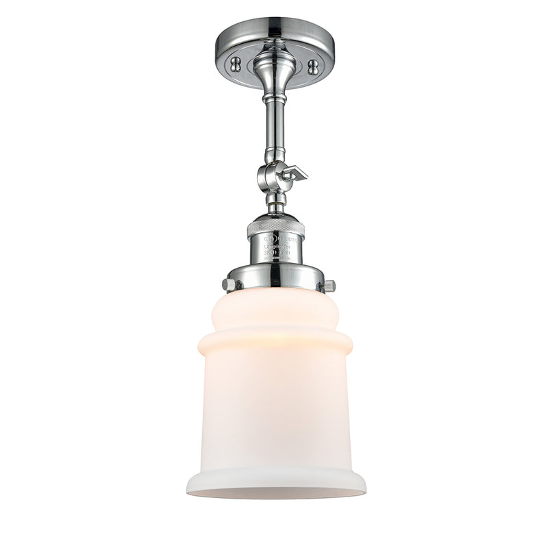 Canton Semi-Flush Mount shown in the Polished Chrome finish with a Matte White shade