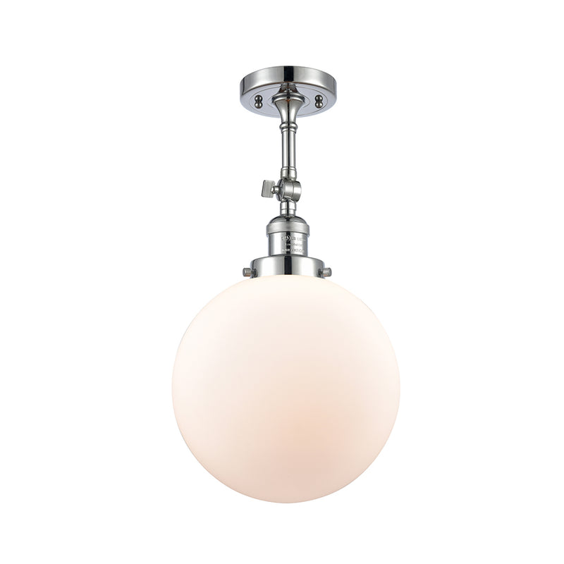 Beacon Semi-Flush Mount shown in the Polished Chrome finish with a Matte White shade