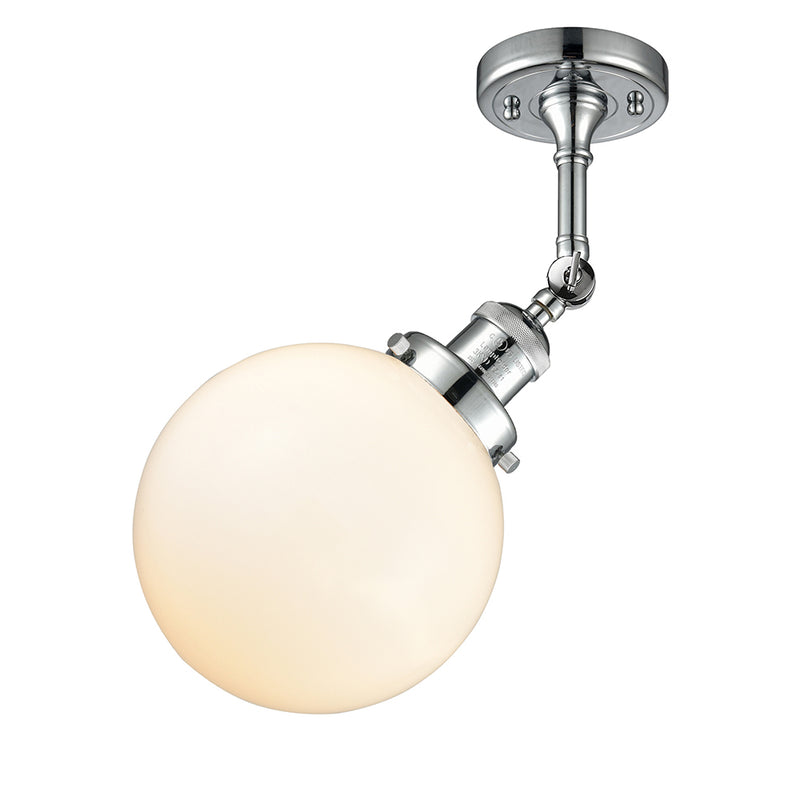 Beacon Semi-Flush Mount shown in the Polished Chrome finish with a Matte White shade