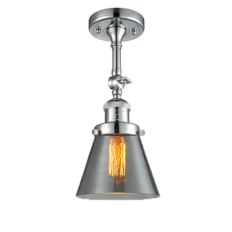 Cone Semi-Flush Mount shown in the Polished Chrome finish with a Plated Smoke shade