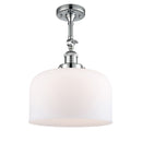 Bell Semi-Flush Mount shown in the Polished Chrome finish with a Matte White shade