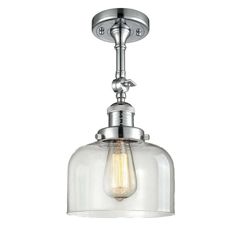 Bell Semi-Flush Mount shown in the Polished Chrome finish with a Clear shade