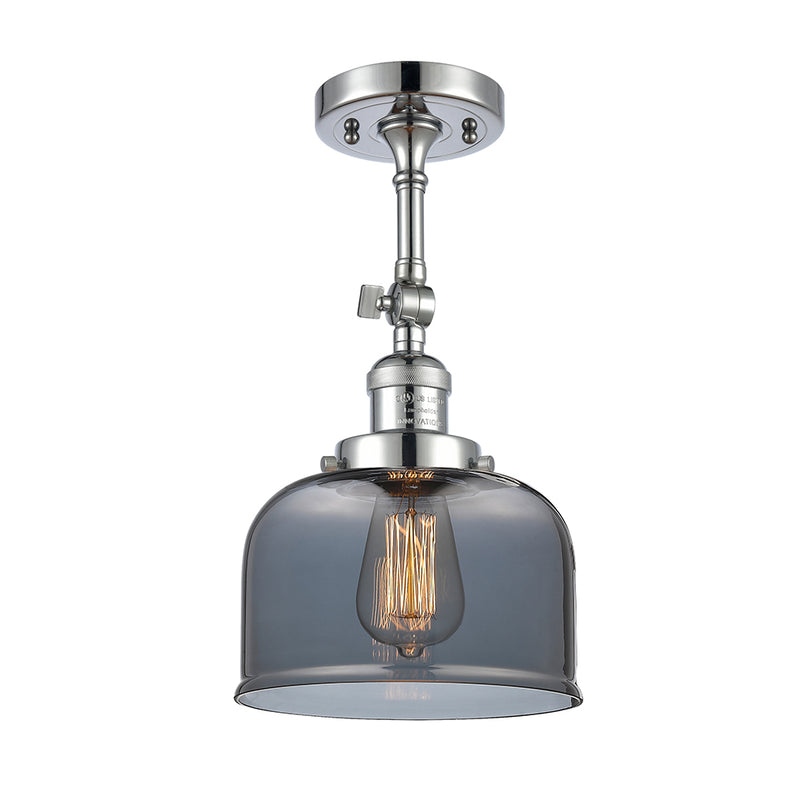 Bell Semi-Flush Mount shown in the Polished Chrome finish with a Plated Smoke shade