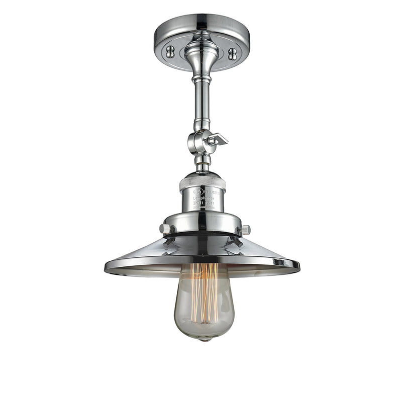 Railroad Semi-Flush Mount shown in the Polished Chrome finish with a Polished Chrome shade