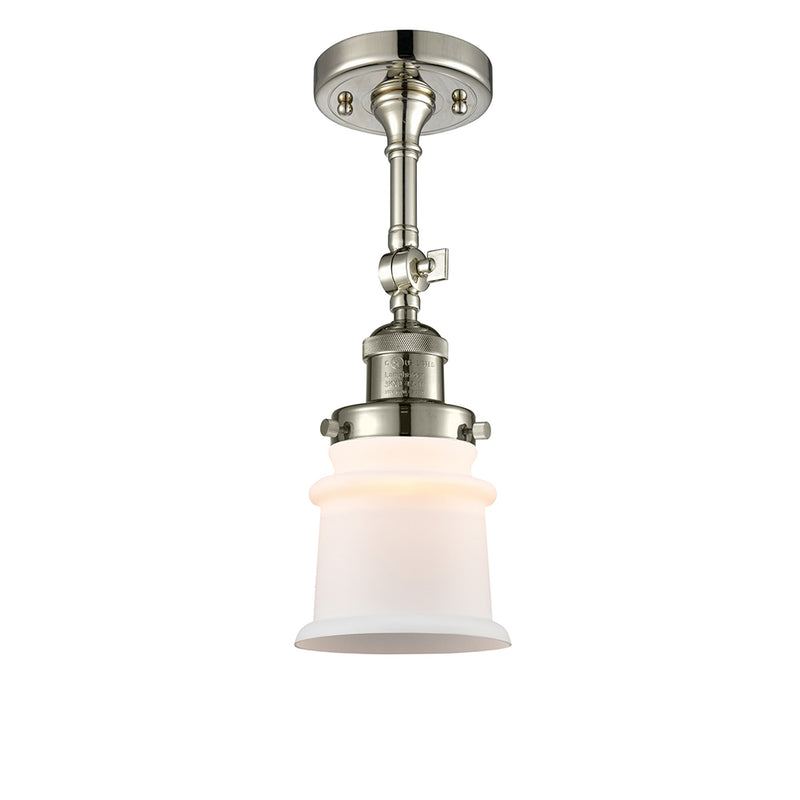 Canton Semi-Flush Mount shown in the Polished Nickel finish with a Matte White shade