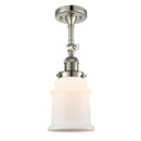 Canton Semi-Flush Mount shown in the Polished Nickel finish with a Matte White shade