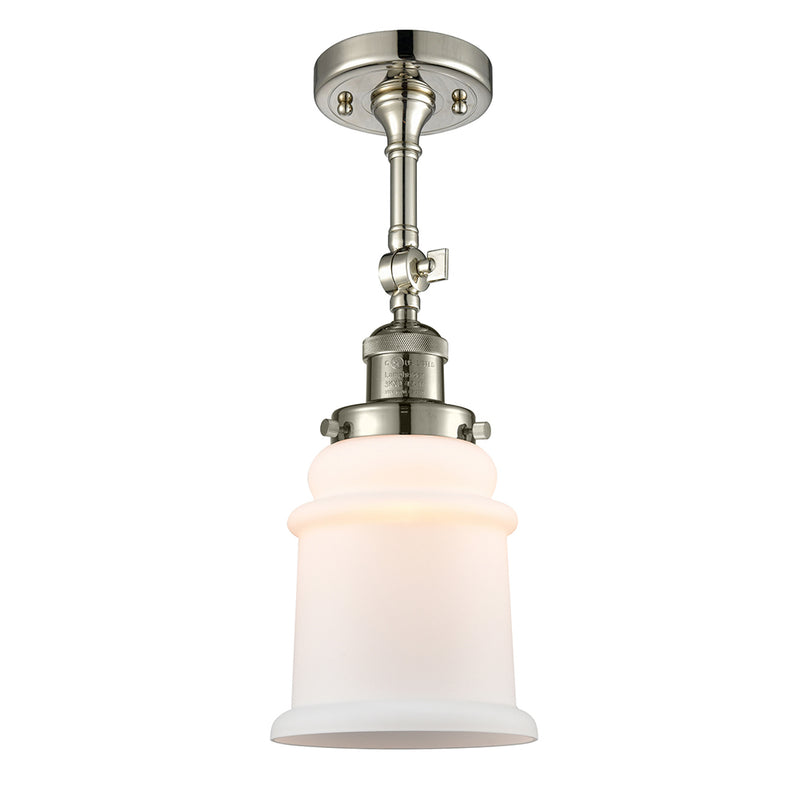 Canton Semi-Flush Mount shown in the Polished Nickel finish with a Matte White shade