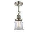 Canton Semi-Flush Mount shown in the Polished Nickel finish with a Clear shade