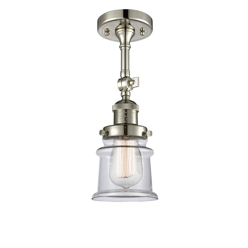 Canton Semi-Flush Mount shown in the Polished Nickel finish with a Clear shade