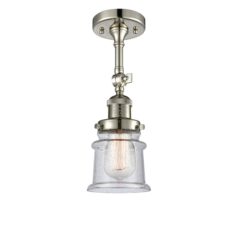 Canton Semi-Flush Mount shown in the Polished Nickel finish with a Seedy shade