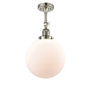 Beacon Semi-Flush Mount shown in the Polished Nickel finish with a Matte White shade