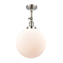 Beacon Semi-Flush Mount shown in the Polished Nickel finish with a Matte White shade