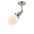 Beacon Semi-Flush Mount shown in the Polished Nickel finish with a Matte White shade