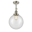 Beacon Semi-Flush Mount shown in the Polished Nickel finish with a Seedy shade