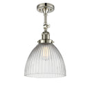 Seneca Falls Semi-Flush Mount shown in the Polished Nickel finish with a Clear Halophane shade