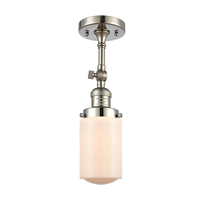 Dover Semi-Flush Mount shown in the Polished Nickel finish with a Matte White shade