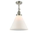 Cone Semi-Flush Mount shown in the Polished Nickel finish with a Matte White shade