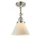 Cone Semi-Flush Mount shown in the Polished Nickel finish with a Matte White shade