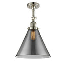 Cone Semi-Flush Mount shown in the Polished Nickel finish with a Plated Smoke shade