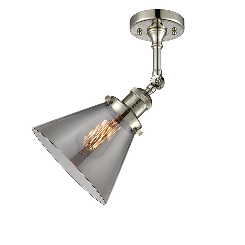 Innovations Lighting Large Cone 1 Light Semi-Flush Mount Part Of The Franklin Restoration Collection 201F-PN-G43-LED