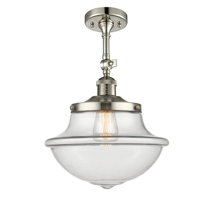 Oxford Semi-Flush Mount shown in the Polished Nickel finish with a Clear shade