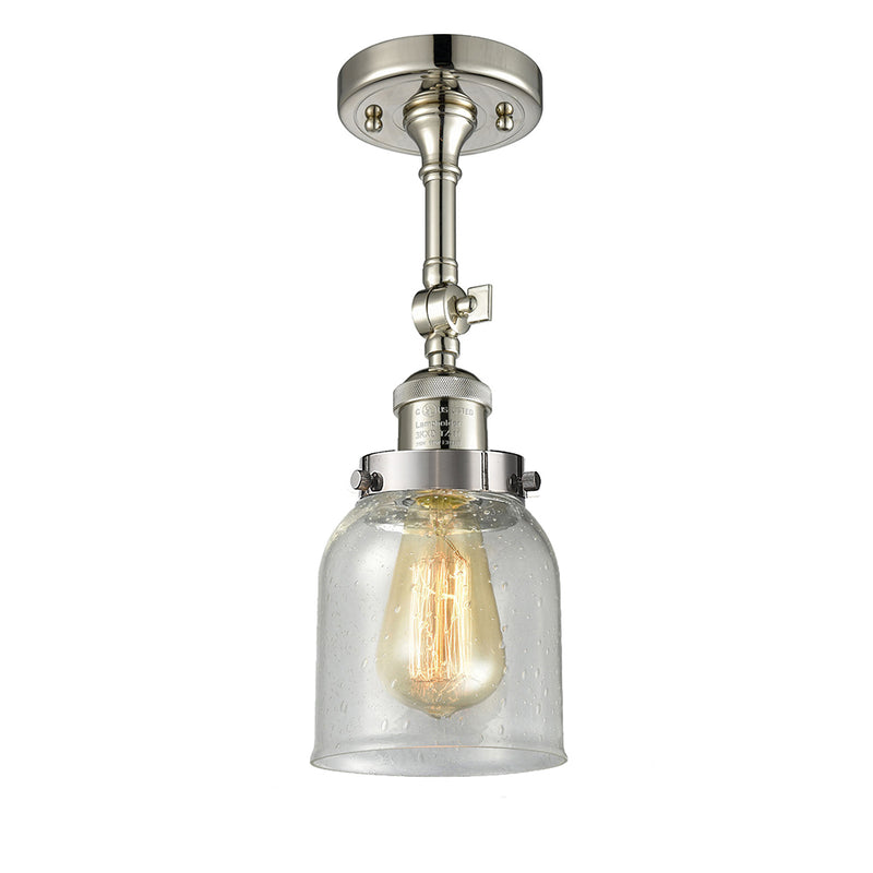 Bell Semi-Flush Mount shown in the Polished Nickel finish with a Seedy shade