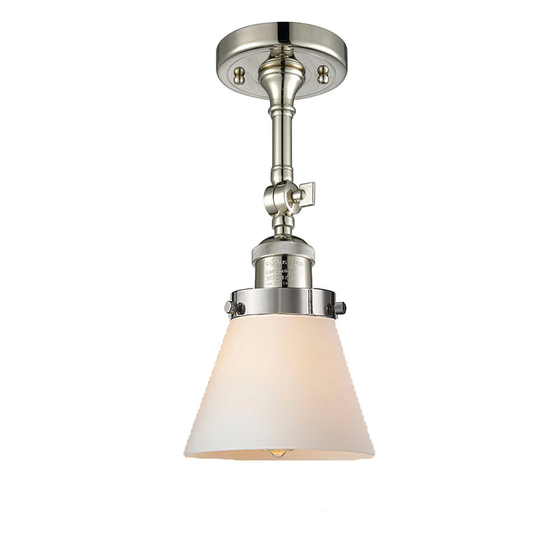 Cone Semi-Flush Mount shown in the Polished Nickel finish with a Matte White shade