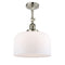 Bell Semi-Flush Mount shown in the Polished Nickel finish with a Matte White shade