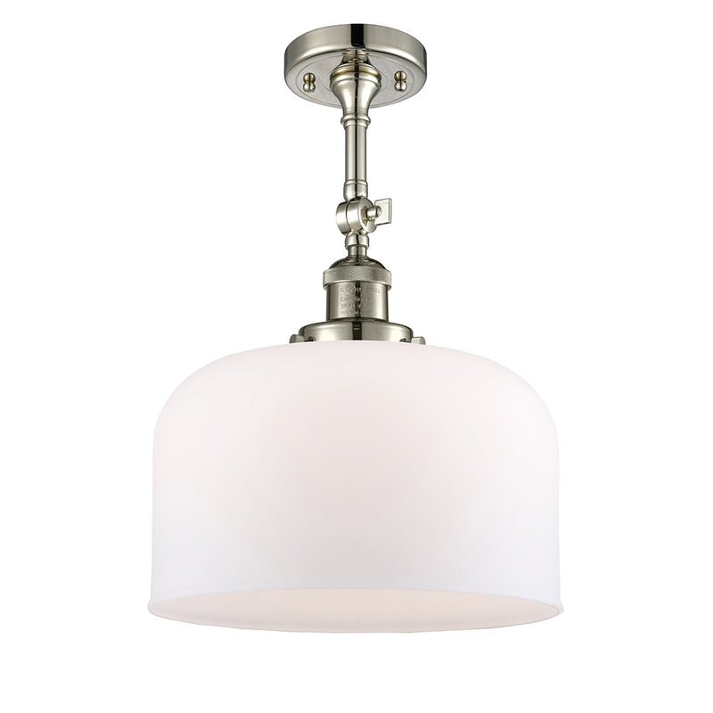 Bell Semi-Flush Mount shown in the Polished Nickel finish with a Matte White shade