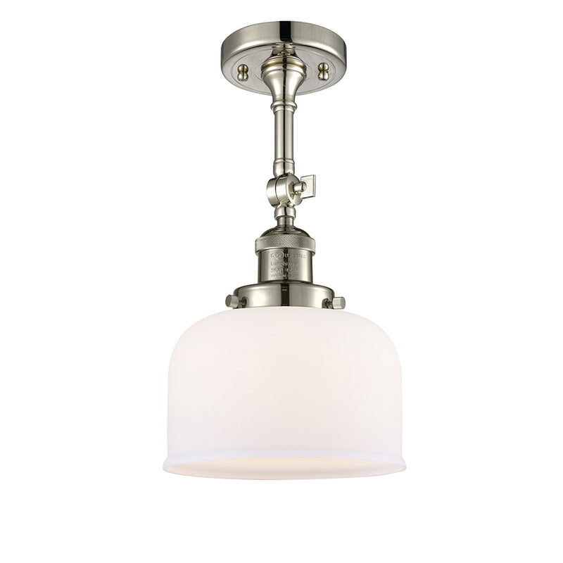 Bell Semi-Flush Mount shown in the Polished Nickel finish with a Matte White shade