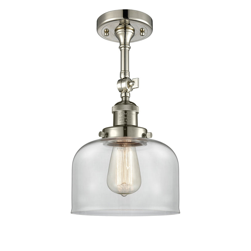 Bell Semi-Flush Mount shown in the Polished Nickel finish with a Clear shade