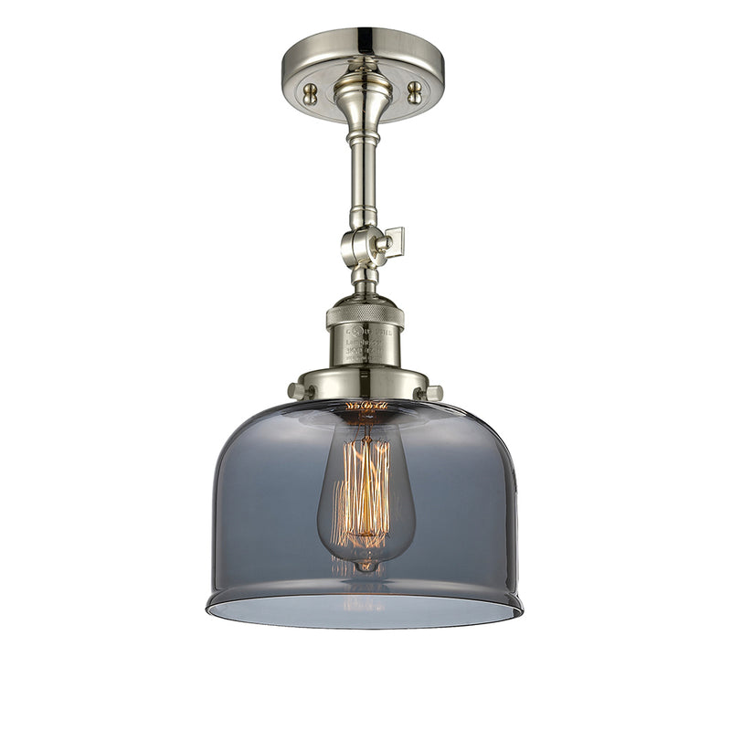 Bell Semi-Flush Mount shown in the Polished Nickel finish with a Plated Smoke shade