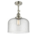 Bell Semi-Flush Mount shown in the Polished Nickel finish with a Seedy shade