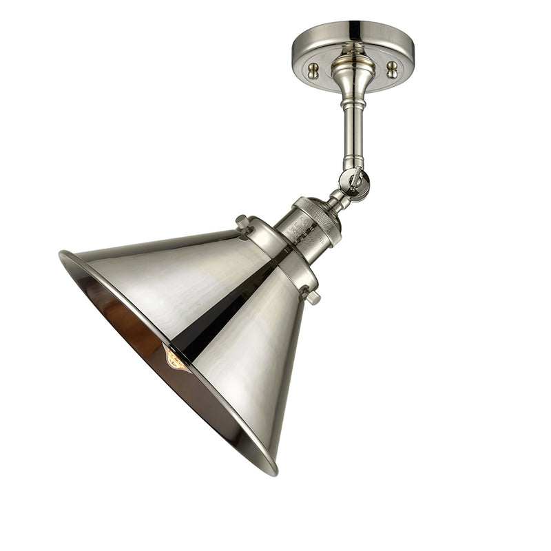 Briarcliff Semi-Flush Mount shown in the Polished Nickel finish with a Polished Nickel shade