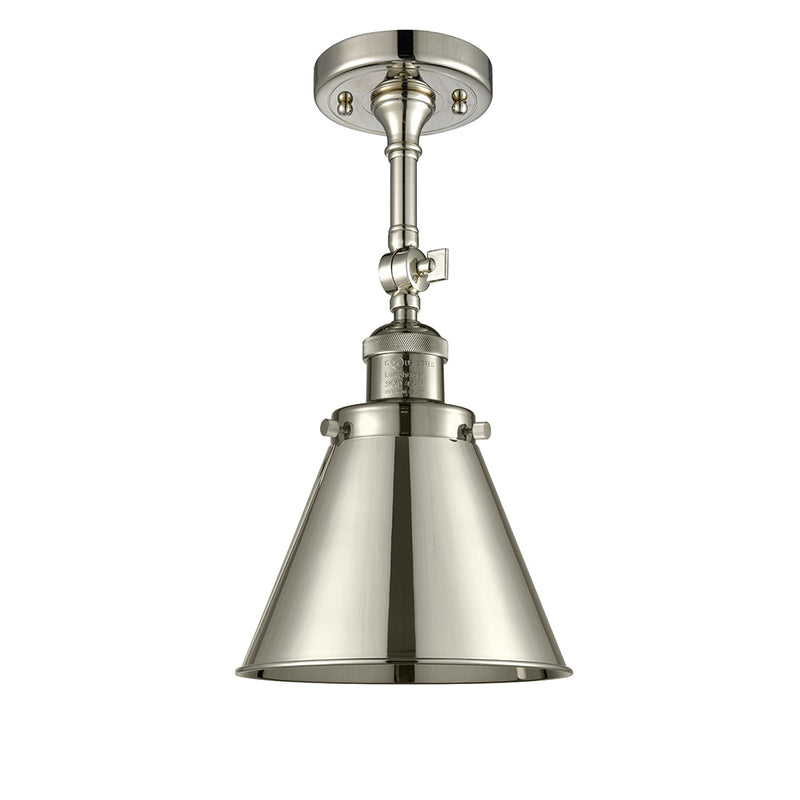 Appalachian Semi-Flush Mount shown in the Polished Nickel finish with a Polished Nickel shade