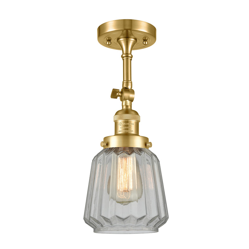 Chatham Semi-Flush Mount shown in the Satin Gold finish with a Clear shade